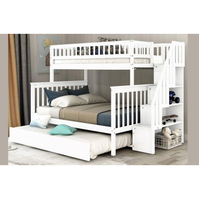 Bunk Bed 39"/54" with staircase T-2594 (White)